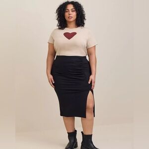 Torrid Midi Studio Luxe Ponte Cinched Pencil Skirt